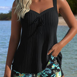 Laluna® | Prúžkovaný Tankini s Dvojdielnymi Plavkami na Pláž