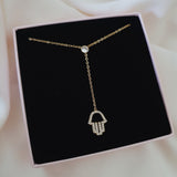 Gold Sautoir with Hand & Zircon