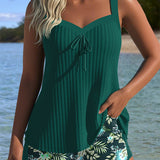 Laluna® | Prúžkovaný Tankini s Dvojdielnymi Plavkami na Pláž