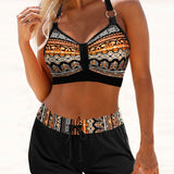Maryan - Bikiny s geometrickým vzorom a vysokým elastickým pásom