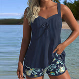 Laluna® | Prúžkovaný Tankini s Dvojdielnymi Plavkami na Pláž