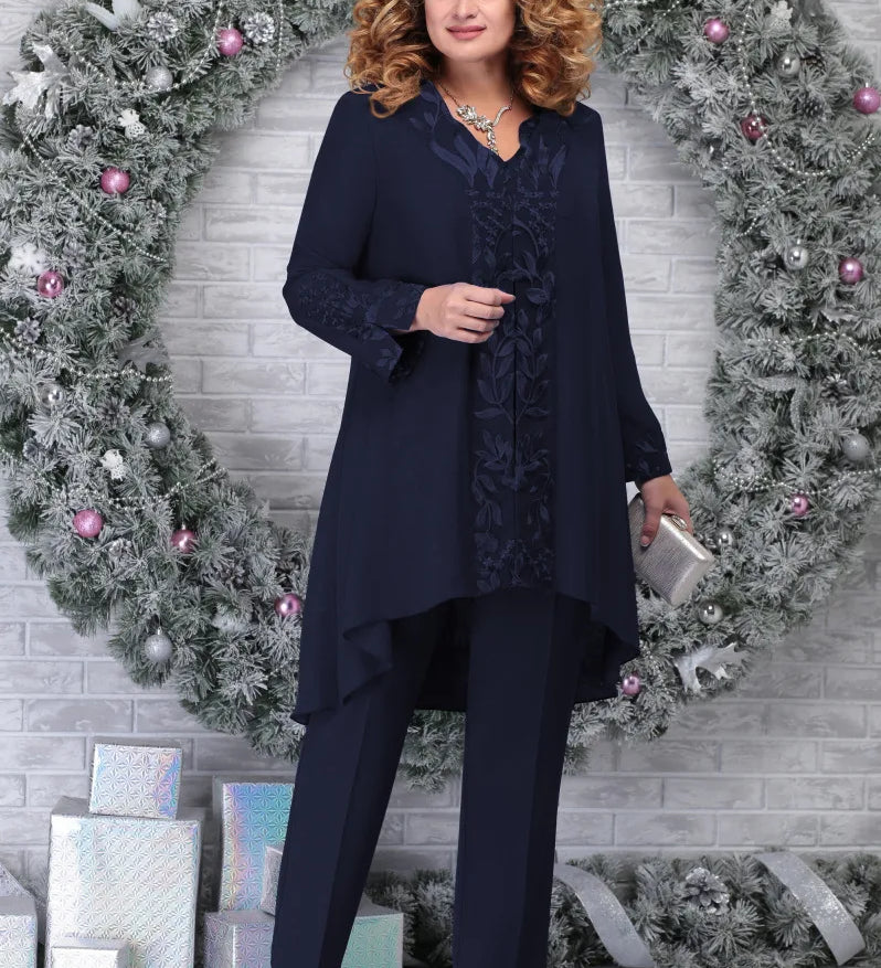 Plus-Size Dámsky Set s Kvalitnou Vyšívkou