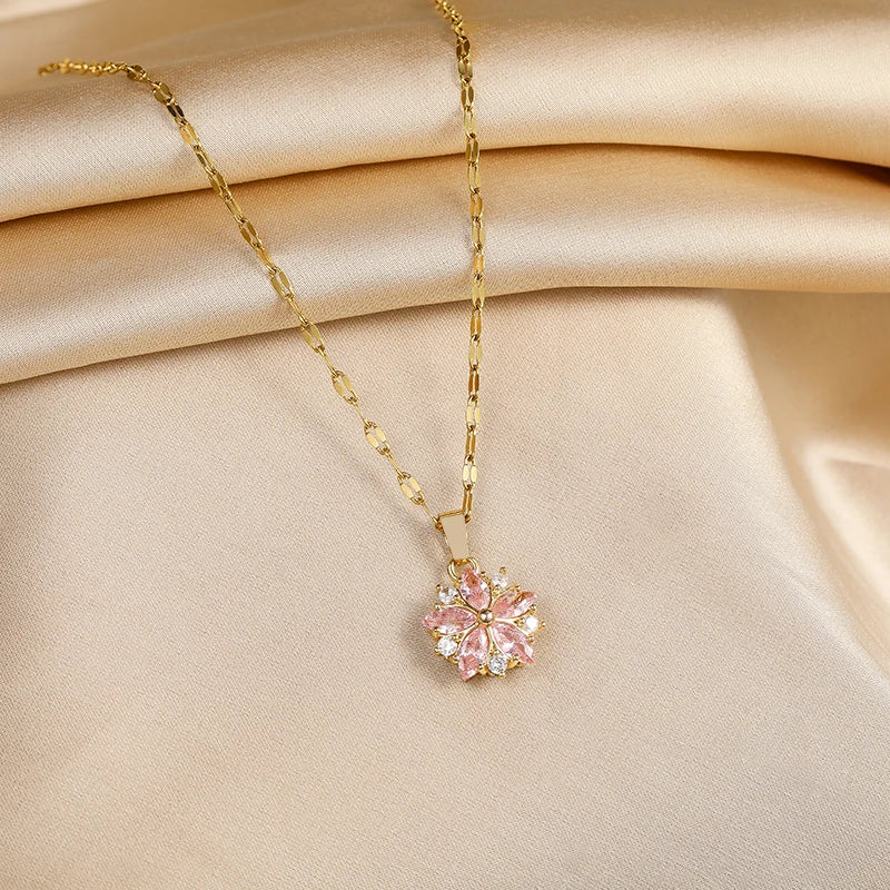 Sakura Rose Romantique Stainless Steel Necklace