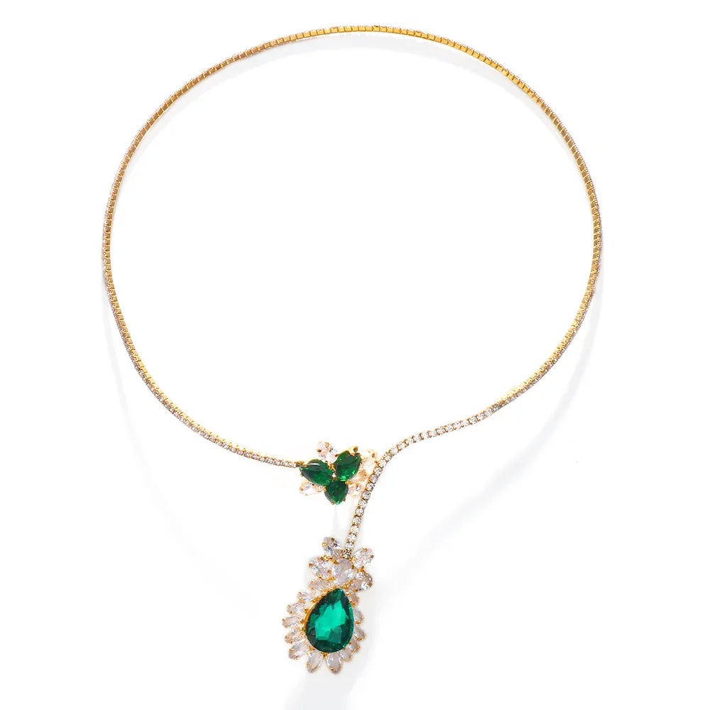Retro Emerald Bloom Necklace