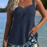 Laluna® | Prúžkovaný Tankini s Dvojdielnymi Plavkami na Pláž