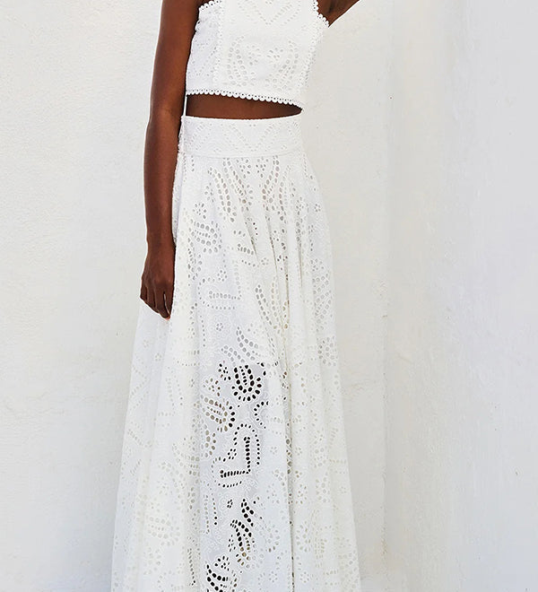 Larissa™ Set: Vyšívaný Top a Maxi Sukňa s Vysokým Pásom