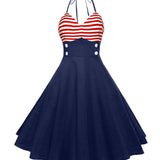 Rockabilly Dress in Blue, White, and Red