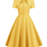 Žlté Vintage Pin Up Šaty vo Veľkých Veľkostiach