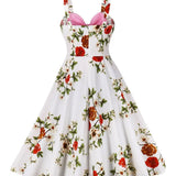 Vintage Pin-Up Dress with Pink Flowers