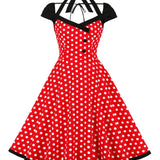Retro Červené Šaty s Bodkami v Pin Up Stylu