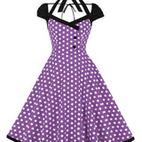 Retro Pin-Up Šaty s Fialovými Tečkami