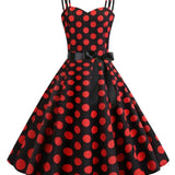Retro Rockabilly Červené a Čierne Šaty